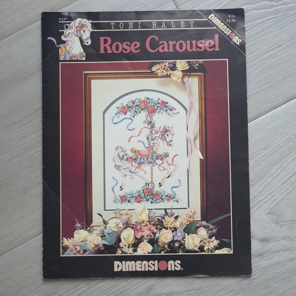 Dimensions Toni Baley Rose Carousel Cross Stitch‎ Pattern Leaflet 227 Vintage